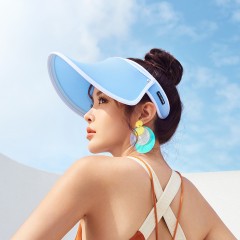 韩国vvc2020新款遮阳帽青春版女夏季空顶防晒帽防紫外线遮脸太阳帽 灰度蓝