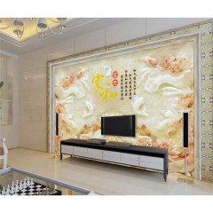 高安3d仿古瓷砖背景墙UV玉雕艺术壁画客厅沙发电视墙中式家和富贵