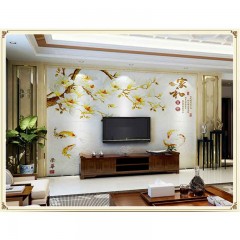 高安瓷砖背景墙装饰客厅沙发3d电视墙中式微晶石艺术壁画家和富贵